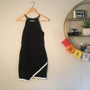 Lulus black bodycon dress with envelope white trim